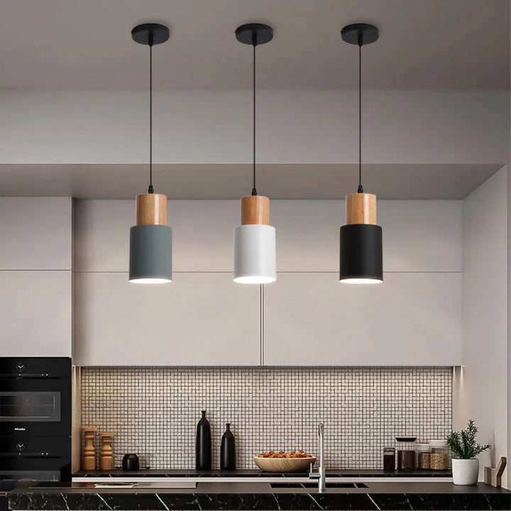Nordisk LED Pendellamper lavet af metal og træ - Moderne hængelamper til spisestue og køkken