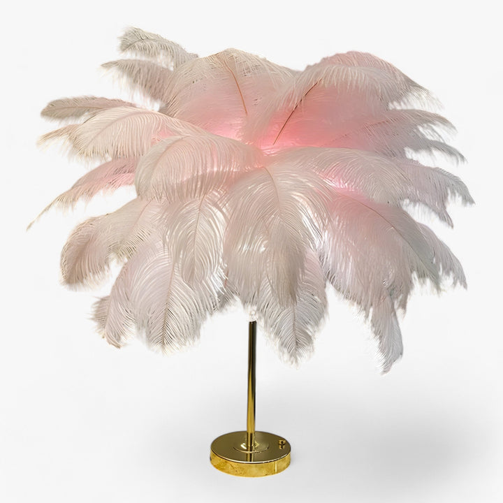 FeatherGlow | Bordlampe med berøringskontrol - LED med fjer til bryllupper og rummelig dekoration