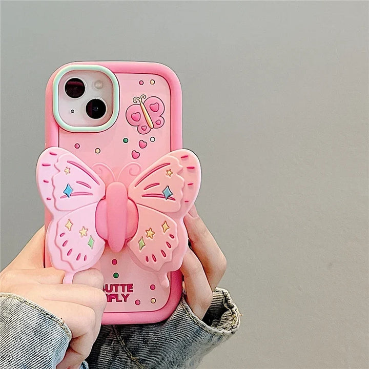 Skøn 3D Foldet Sommerfugl Stødabsorberende iPhone Cover