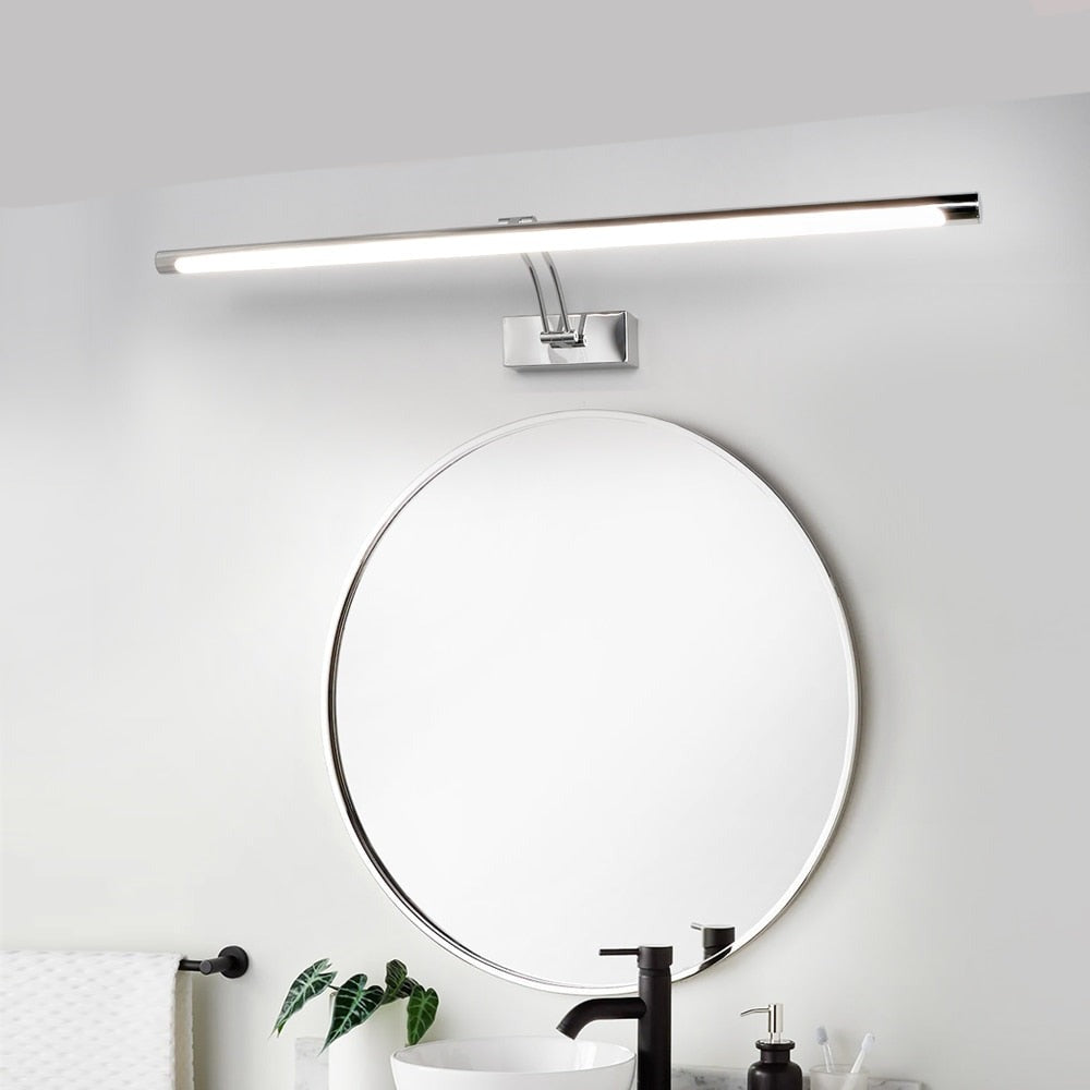 80-100cm LED væglampe - Moderne sort/sølv væglampe til badeværelset, indvendigt monteret billedlys