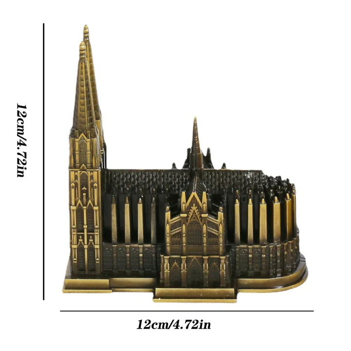 Köln Katedral Model Metal Antik Bronze Tyskland Köln Katedral Bygning Figurer Verdensberømt Landemærke Arkitektur Dekoration