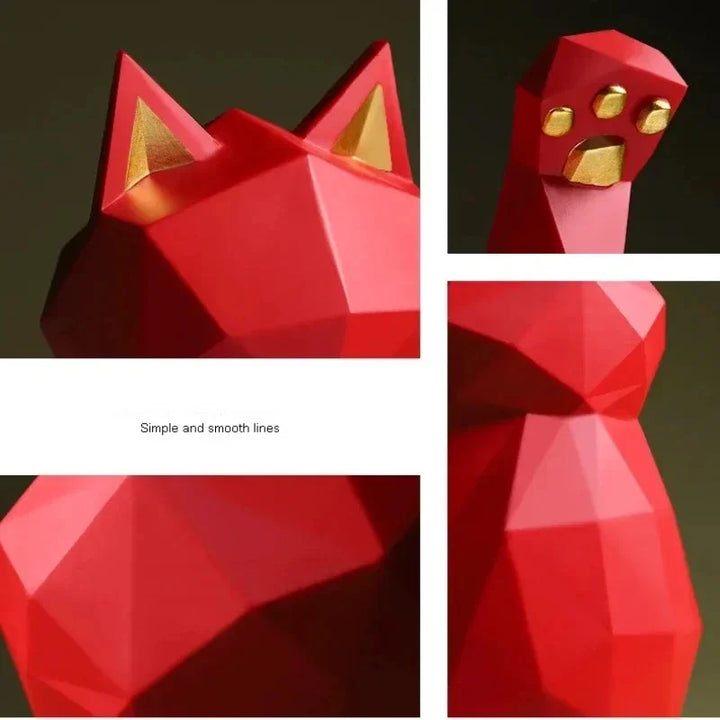 Nordisk Minimalisme Geometri Heldige Katte Statuer