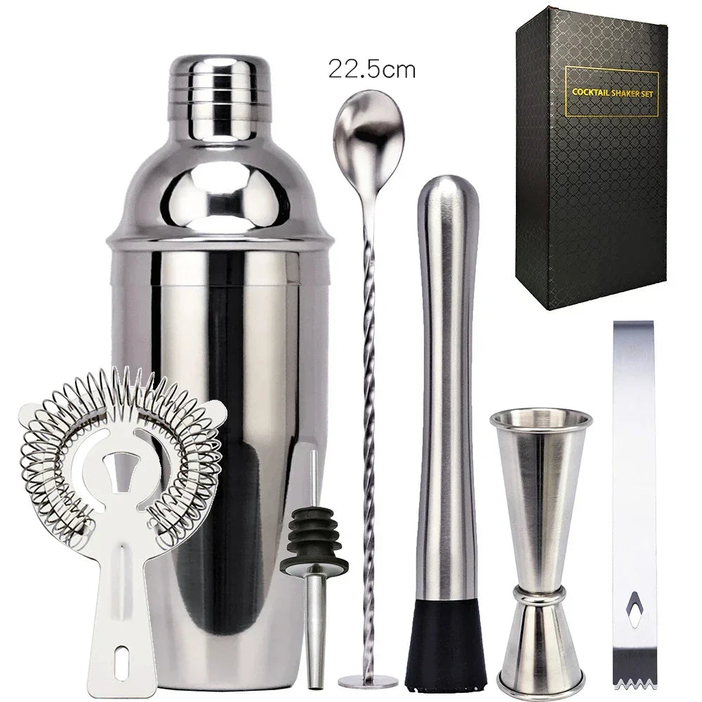 550 ml/750 ml Rustfrit Stål Cocktail Shaker Mixer Drink Bartender Sæt Bar Sæt Værktøjer Med Vinreol Stativ Værktøj til Fødselsdagsgave