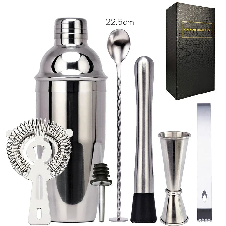 550 ml/750 ml Rustfrit Stål Cocktail Shaker Mixer Drink Bartender Sæt Bar Sæt Værktøjer Med Vinreol Stativ Værktøj til Fødselsdagsgave