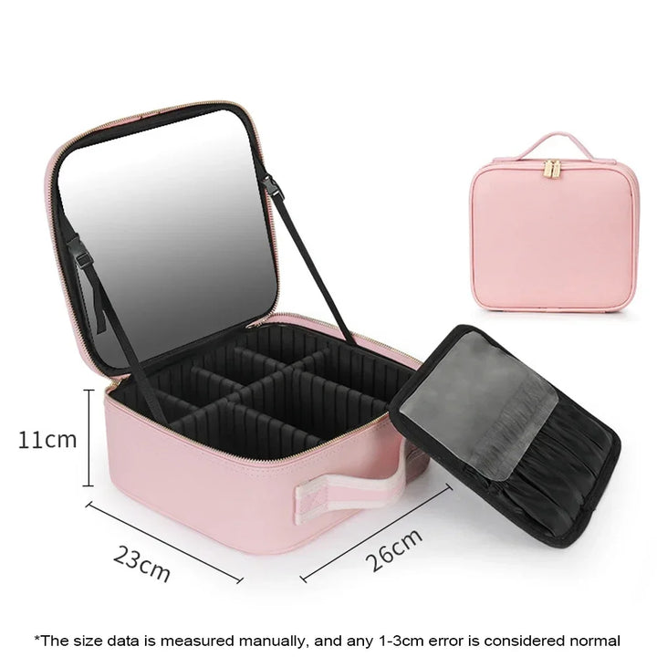 LED Spejl Rejse Makeup Organizer Taske