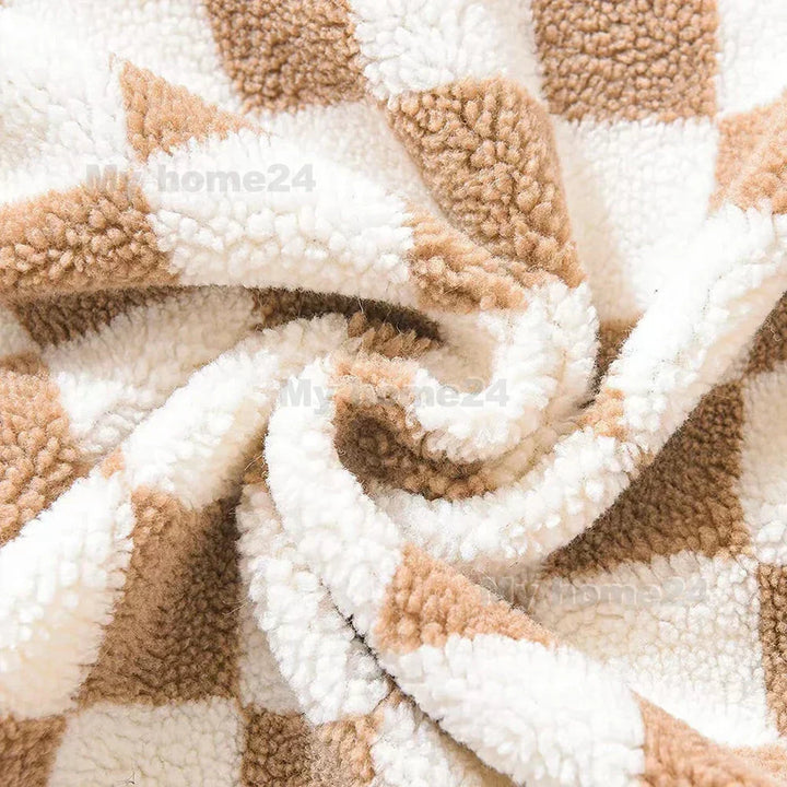 Checkerboard Faux Fur Pillowcase