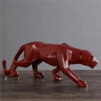Panther Statue, Dyrefigur, Abstrakt Geometrisk Stil, Harpiks, Leopard Skulptur, Hjemmekontor, Skrivebordsdekoration, Håndværk