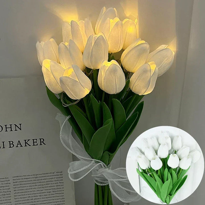 LED-lampe med kunstig tulipanbukket, perfekt til gaver eller som dekorationer til bryllupsfester