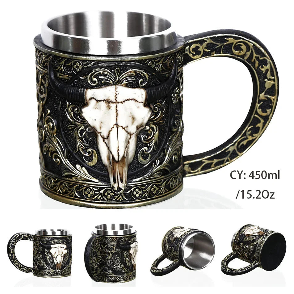 Middelalderlig Drage Harpiks Rustfrit Stål Krus som Kaffe Krus eller Te Krus