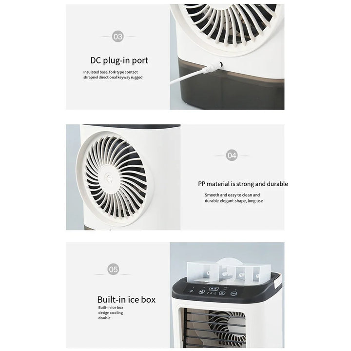 USB Bærbar Mini Aircondition Blæser – 3-Trins Desktop Køleblæser med LED Natlys, Luftkøler til Hjemmet, Kontoret og Camping |