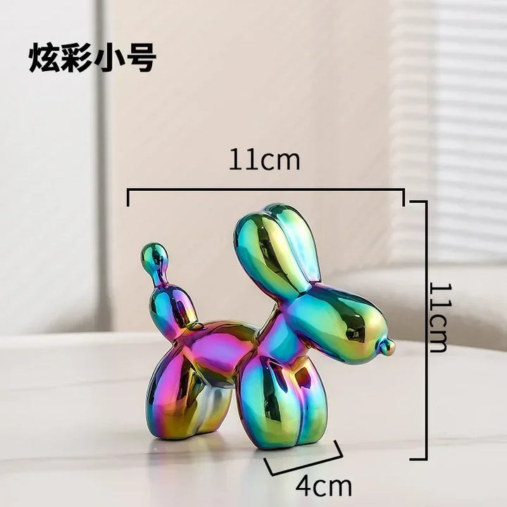 Nordisk Keramisk Ballonhund Skulptur Guld Dyre Dekoration Statue Stue Ornamenter Kreativ Skrivebords Ornament Hjem Deko