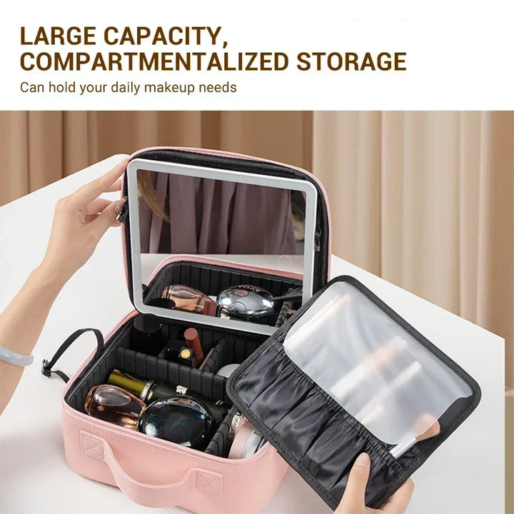 LED Spejl Rejse Makeup Organizer Taske