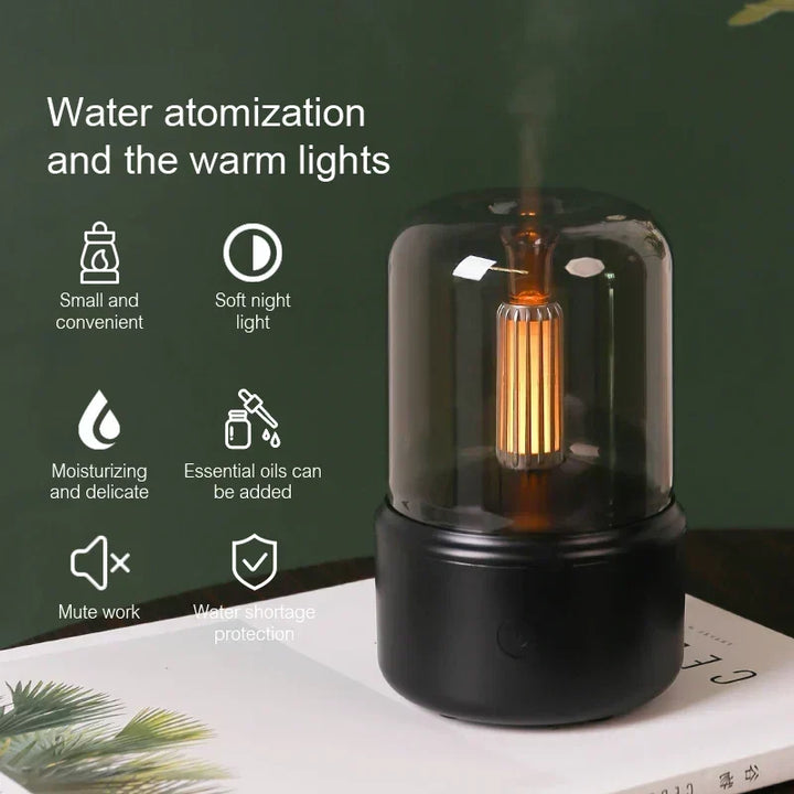 Retro Aroma Diffuser med Nattelys - USB Essential Oil Luftfugter til Hjem og Kontor