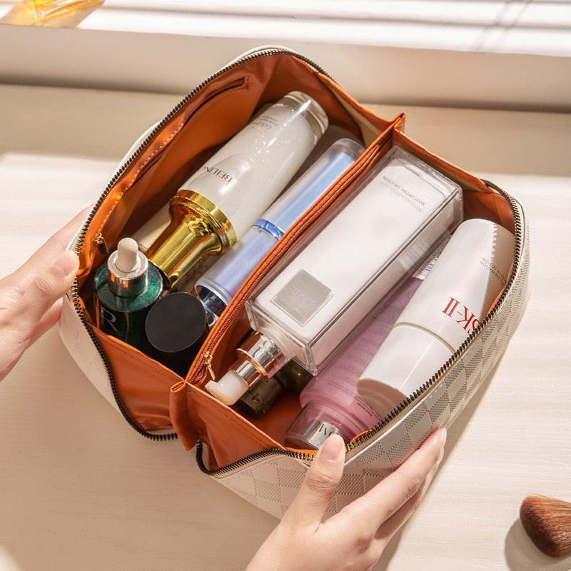 Luksuriøs Ternet Make-up Kosmetik Taske