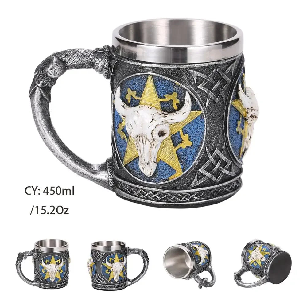 Middelalderlig Drage Harpiks Rustfrit Stål Krus som Kaffe Krus eller Te Krus