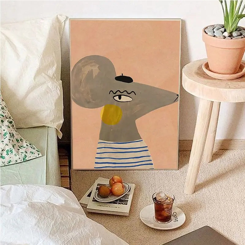 Vintage Tegneserie Lærred Kunst