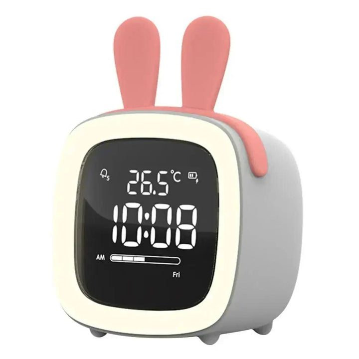 Cartoon Bunny LED Alarmur med Nattelys – Genopladeligt, Sødt Digitalt Display til Børn &amp; Soveværelser