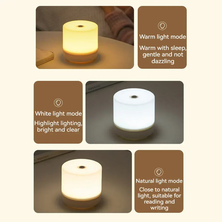 Kreativ USB Natbordlampe - Touch-Dimmende LED Natlys til Soveværelse &amp; Studenterbolig