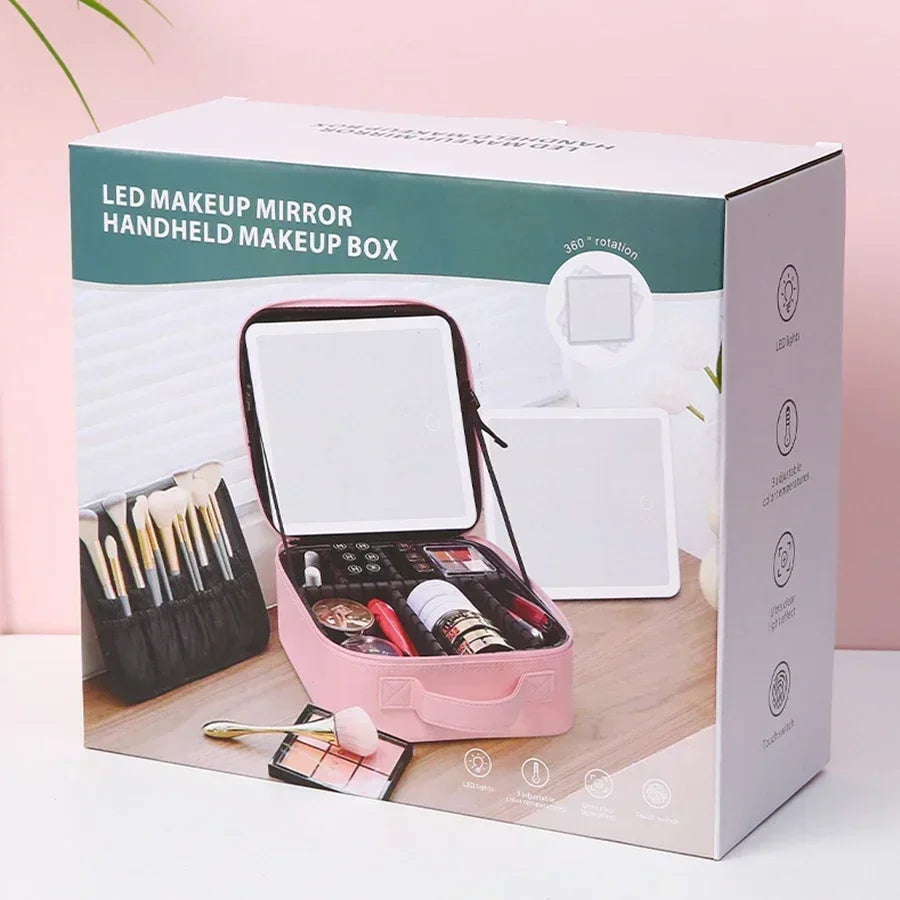 LED Spejl Rejse Makeup Organizer Taske