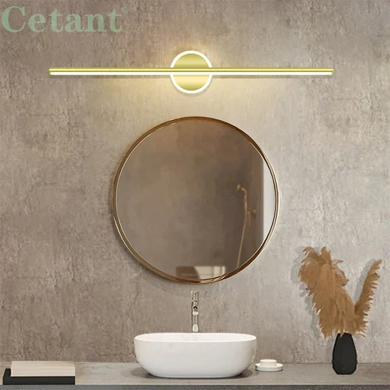 LED Væglampe LineaLux | Sort &amp; Guld | 40/60/80 cm | Varm, Kold &amp; Tre-farvet Lys | Moderne Spejl &amp; Vægbelysning