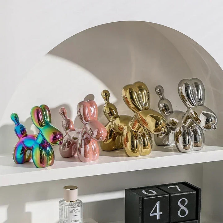 Nordisk Keramisk Ballonhund Skulptur Guld Dyre Dekoration Statue Stue Ornamenter Kreativ Skrivebords Ornament Hjem Deko
