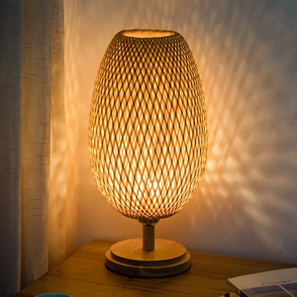 Rattanlampe - Trinvist dæmpbar kurvlampe til soveværelse og stueindretning