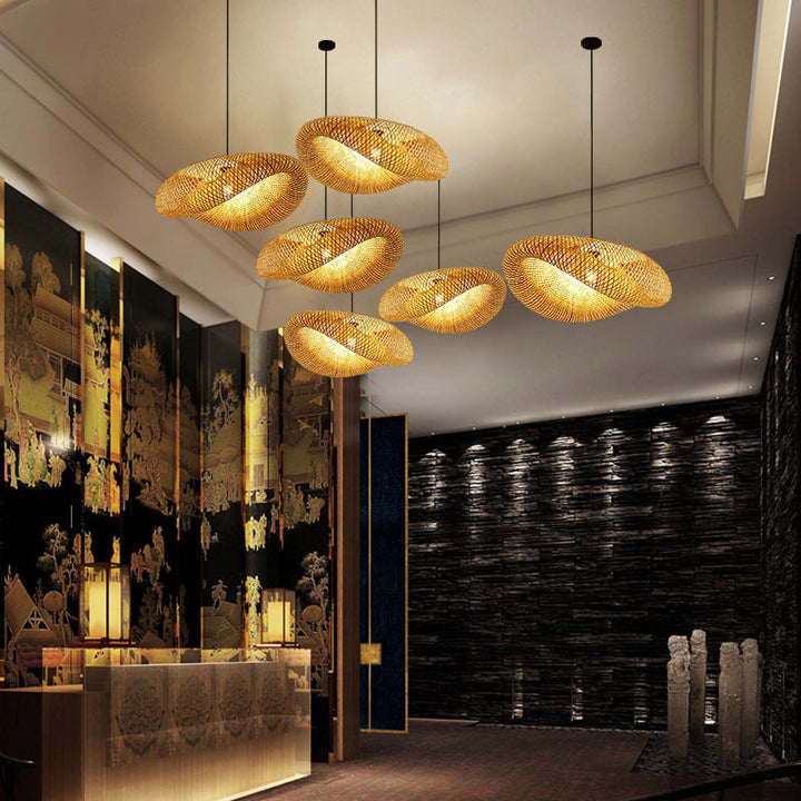 Rattan Vævet Bambus - Pendel Lys - Led - Lys