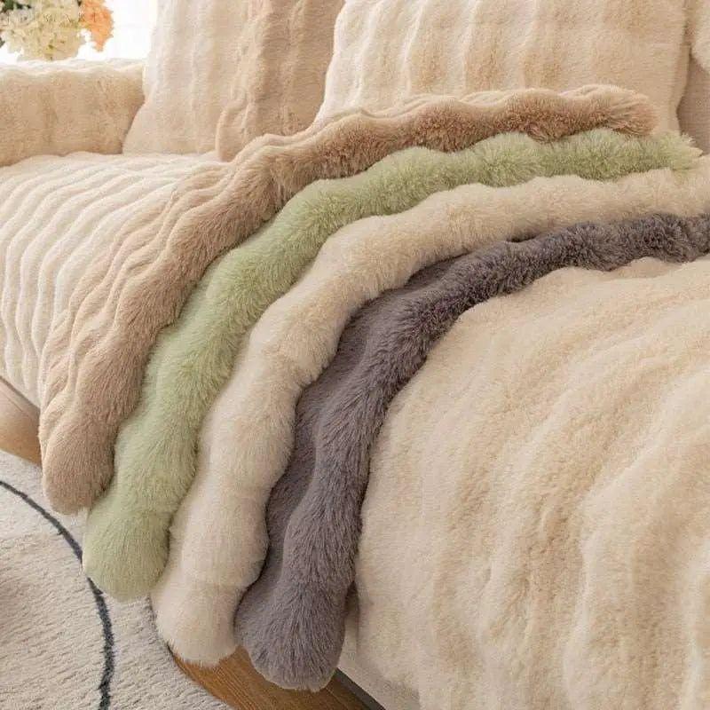 Sofia - Universal Plush Sofa Cover L Form - Vinter Varm Blød |