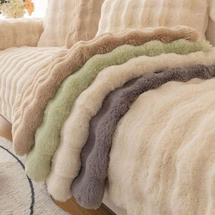 Sofia - Universal Plush Sofa Cover L Form - Vinter Varm Blød |