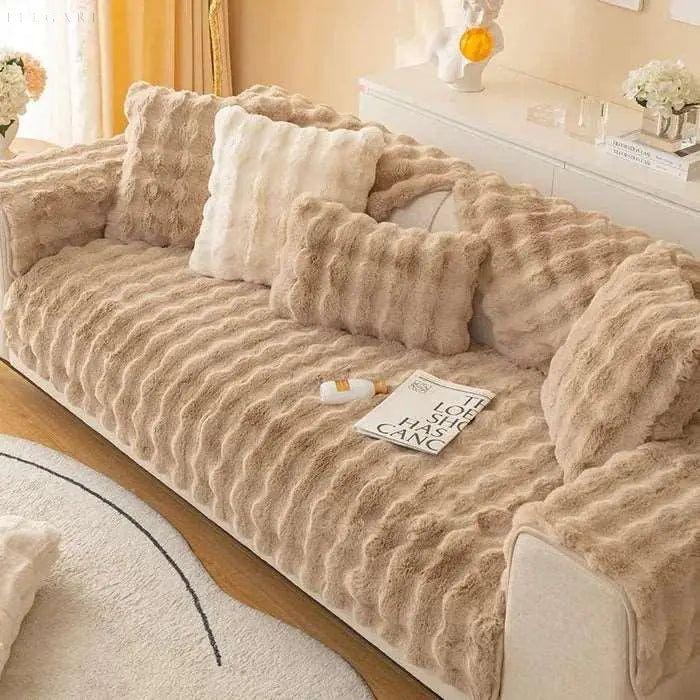 Sofia - Universal Plush Sofa Cover L Form - Vinter Varm Blød |