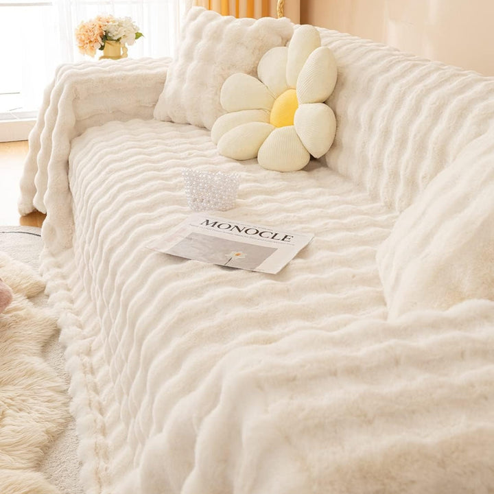 Kaninhår Faux Fur Tæppe Blødt Sofa Betræk