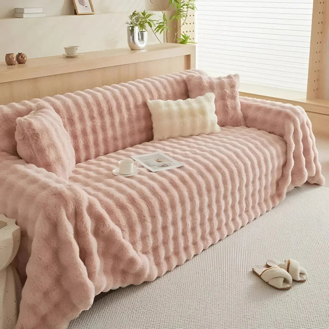 Kaninhår Faux Fur Tæppe Blødt Sofa Betræk