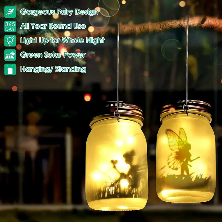 Glas Fe Lampe - Solenergi Mason Jar Lanterne, IP65 Vandtæt Udendørs Hængelys