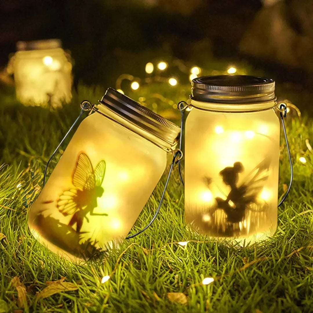 Glas Fe Lampe - Solenergi Mason Jar Lanterne, IP65 Vandtæt Udendørs Hængelys