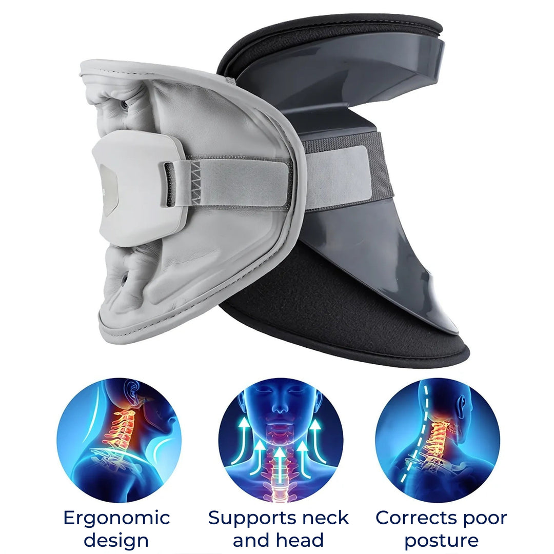 SpineEase | Nakke Træk Krave – Cervikal Retraktor til Spinal Dekompression, Nerve- &amp; Holdningsstøtte – Nakke Smerte Lindre Hjælp
