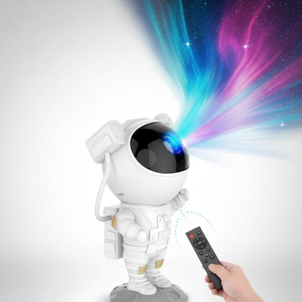 Stjerneprojektor Astronaut Lampe Justerbart LED Nattelys Galakse