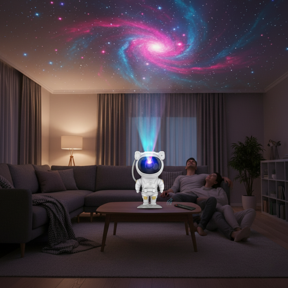 Stjerneprojektor Astronaut Lampe Justerbart LED Nattelys Galakse