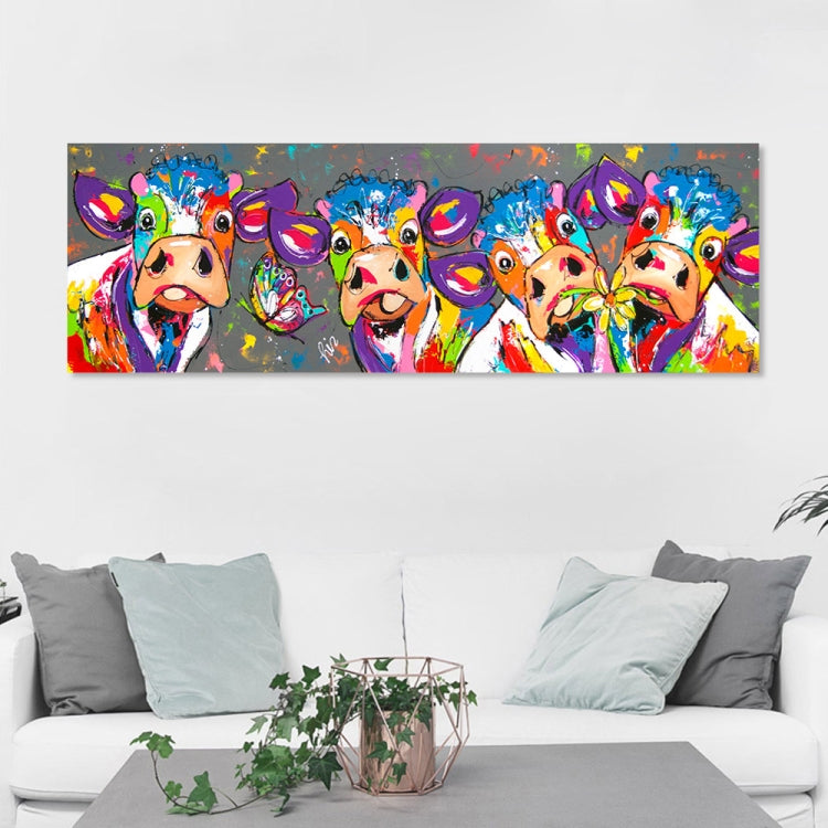 farverige Køer Hjem Deko Lærred Maleri HD Print Uden Ramme, Størrelse: 40×120cm