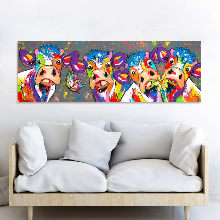 farverige Køer Hjem Deko Lærred Maleri HD Print Uden Ramme, Størrelse: 40×120cm