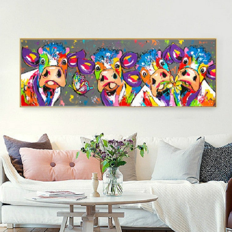 farverige Køer Hjem Deko Lærred Maleri HD Print Uden Ramme, Størrelse: 40×120cm