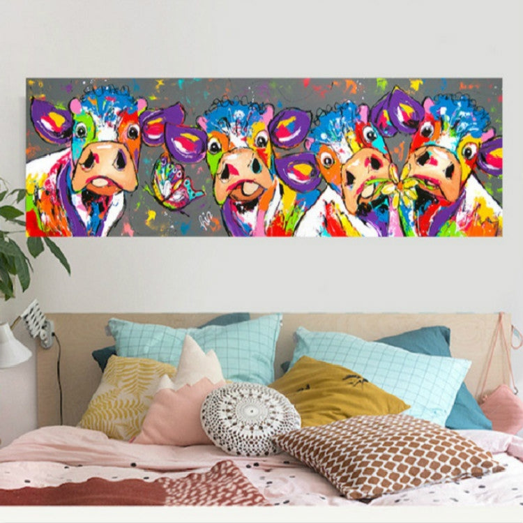 farverige Køer Hjem Deko Lærred Maleri HD Print Uden Ramme, Størrelse: 40×120cm