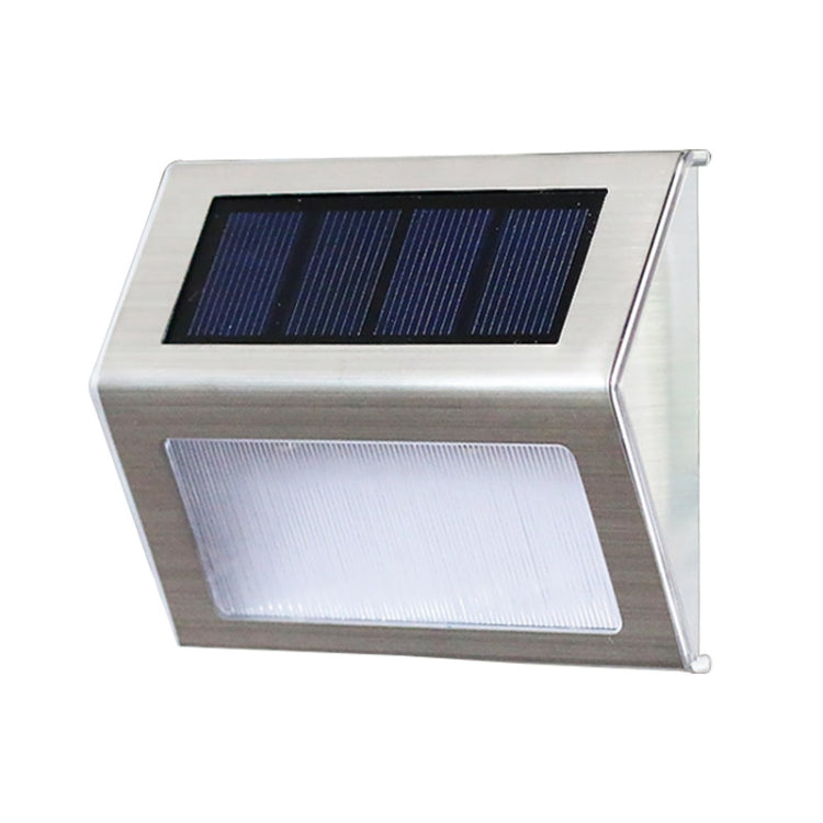 2PCS Solcelle Rustfrit Stål 3 LED Trappe Væglampe Udendørs Have Hegn Lys (Hvidt Lys)