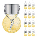 12 PCS Snap Ball Solarlampe Udehave Havegård Ferie Dekorativ Lys med Klemme (Varm Hvid Lys)
