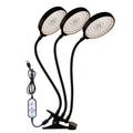 LED Plantevækstlampe USB Fjernbetjening Klemme Vandtæt Fuldspektret Naturligt Hvidt Spireplante Lys, Effekt: 45W Tre Hoveder