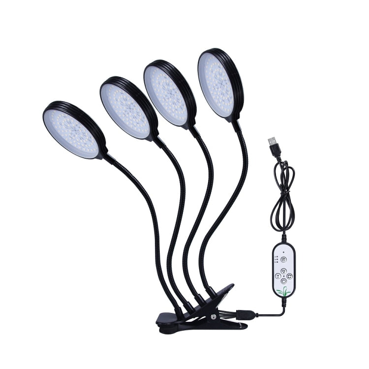 LED Plantevækstlamper USB Fjernbetjening Klemme Vandtæt Fuldt Spektrum Naturligt Hvidt Spireplante Lys, Effekt: 60W Fire Hoveder