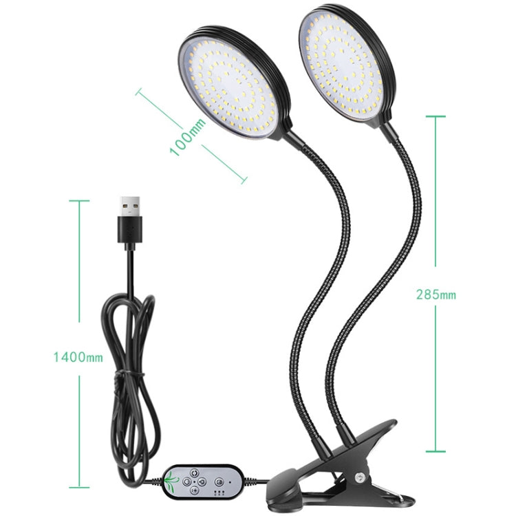 LED Plantevækstlamper USB Fjernbetjening Klemme Vandtæt Fuldt Spektrum Naturligt Hvidt Spireplante Lys, Effekt: 60W Fire Hoveder