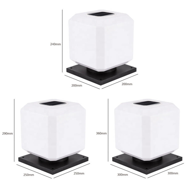 003 Solar Square Udendørs Post Lys LED Vandtæt Væglamper, Størrelse: 30cm (Varmt Lys)