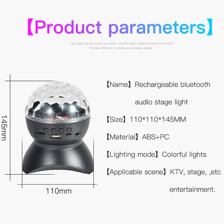 Hjem LED Magic Ball Lyskugler Bounce Ambient Lamper Rum Lyd Lys Kugler, farve: Opladningsmodel Sort (RGB farvet 5W)