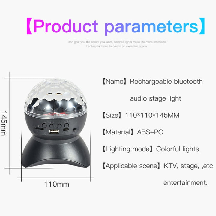 Hjem LED Magic Ball Lyskugler Bounce Ambient Lamper Rum Lyd Lys Kugler, farve: Opladningsmodel Sort (RGB farvet 5W)