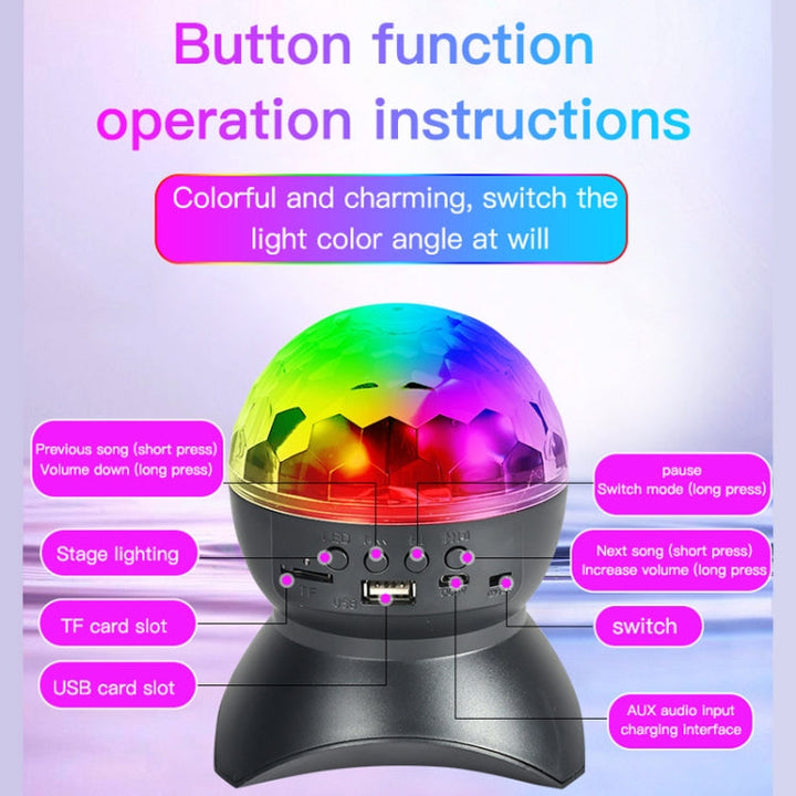 Hjem LED Magic Ball Lyskugler Bounce Ambient Lamper Rum Lyd Lys Kugler, farve: Opladningsmodel Sort (RGB farvet 5W)